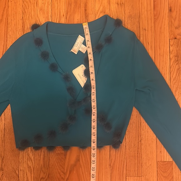 Vintage Y2K style cropped cardigan fur trim - Picture 4 of 6